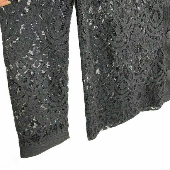 Banana Republic lace nude blouse sz s scoop neck long sleeve sheer top black - Picture 4 of 7